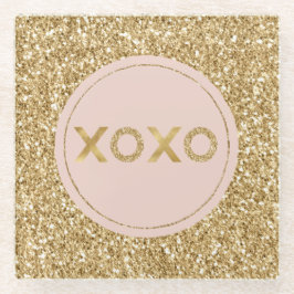 Posavasos De Vidrio Purpurina Glitzy Gold Rubor Amor Rosa XOXO