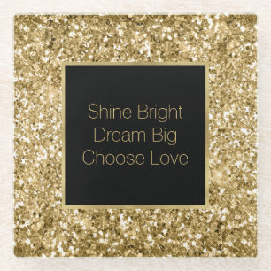 Posavasos De Vidrio Purpurina Glitzy Gold Sparkle
