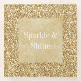 Posavasos De Vidrio Purpurina Gold Glitz Sparkle