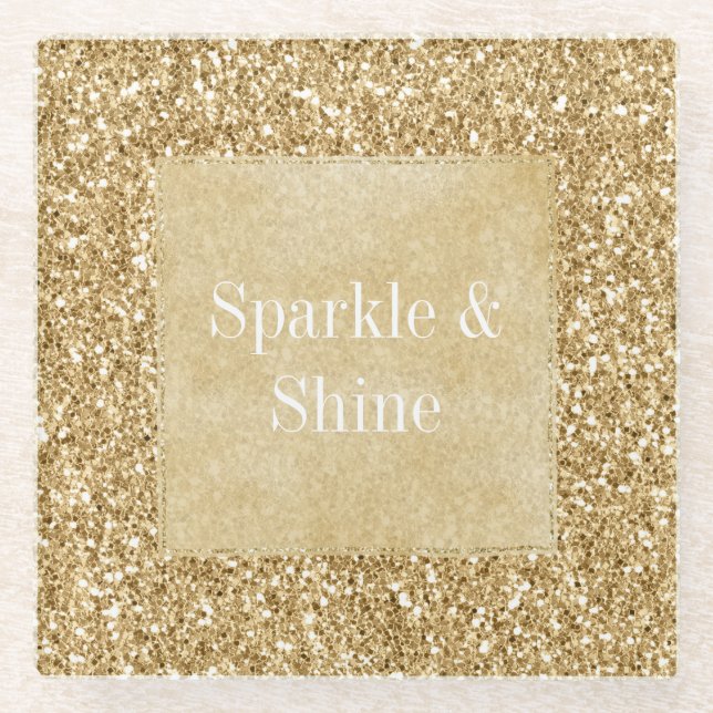 Posavasos De Vidrio Purpurina Gold Glitz Sparkle (Anverso)