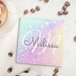 Posavasos De Vidrio Purpurina irlandés Glam Colorful personalizado<br><div class="desc">Personalice fácilmente este elegante y colorido patrón de purpurina bokeh con su nombre personalizado y/o monograma.</div>