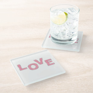 Posavasos De Vidrio Purpurina Rosa de Amor