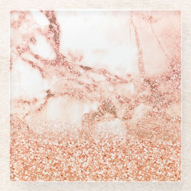 Posavasos De Vidrio purpurina rosa de Moda  negro purpurina rosa (Anverso)