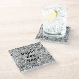 Posavasos De Vidrio Purpurina Silver Sparkle