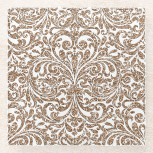 Posavasos De Vidrio Purpurinas Taupe Gold