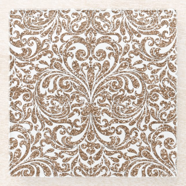 Posavasos De Vidrio Purpurinas Taupe Gold (Anverso)