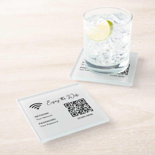 Posavasos De Vidrio QR Code White Disfruta De La Monasterio De Vidrio  (Angular)