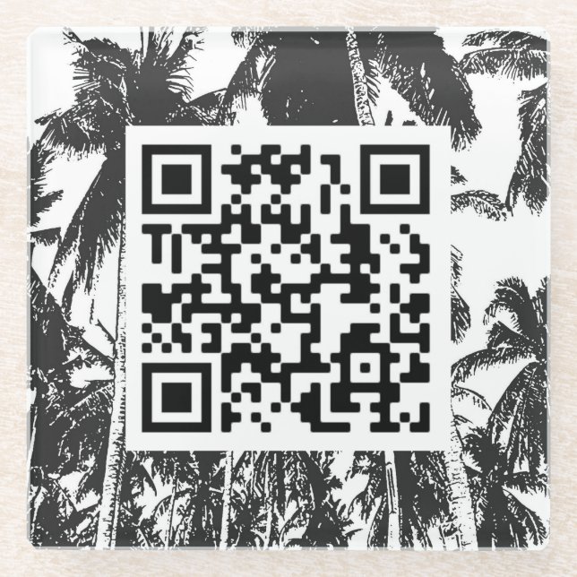 Posavasos De Vidrio QR Código Palm Tree Design Glass Coaster (Anverso)