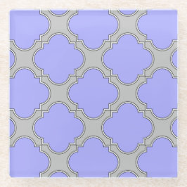 Posavasos De Vidrio Quatrefoil periwinkle y gris