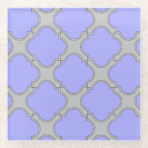 Posavasos De Vidrio Quatrefoil periwinkle y gris