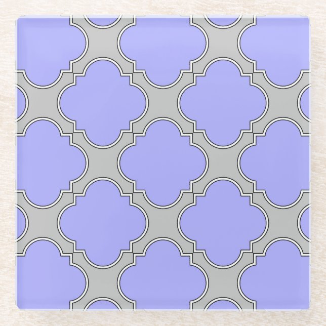 Posavasos De Vidrio Quatrefoil periwinkle y gris (Anverso)