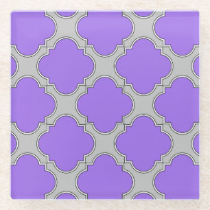 Posavasos De Vidrio Quatrefoil púrpura y gris