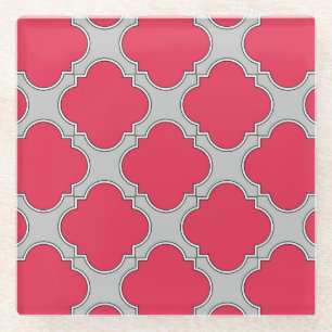 Posavasos De Vidrio Quatrefoil rojo y gris