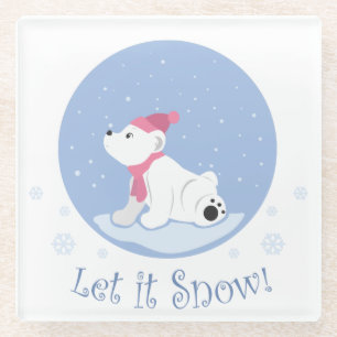 Posavasos De Vidrio ¡Que nieve! (Oso polar)