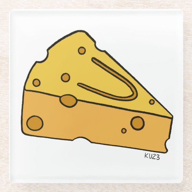 Posavasos De Vidrio Queso Cute de Cheesin' (Anverso)