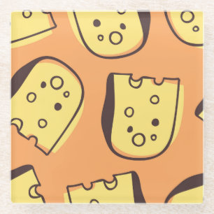 Posavasos De Vidrio Queso De Mano: Patrón Artístico Sin Marea.