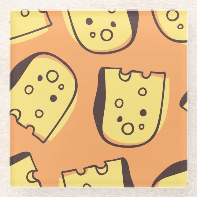 Posavasos De Vidrio Queso De Mano: Patrón Artístico Sin Marea. (Anverso)