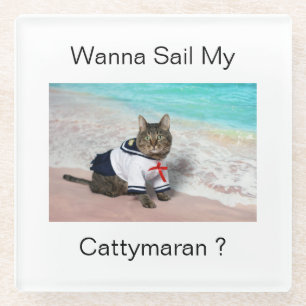 Posavasos De Vidrio ¿Quieres Navegar Por Mi Cattymaran?