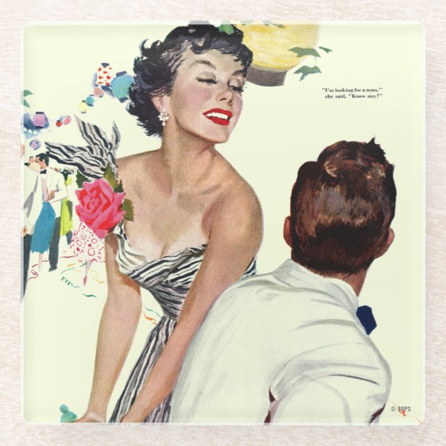 Posavasos De Vidrio Quiero a un hombre 2 (Anverso)