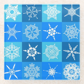 Posavasos De Vidrio Quilt de copo de nieve