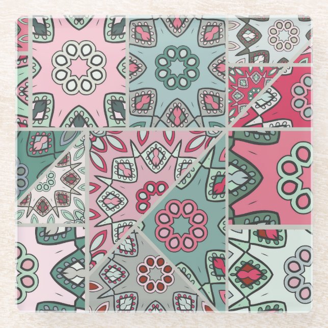 Posavasos De Vidrio Quilt Vintage (Anverso)