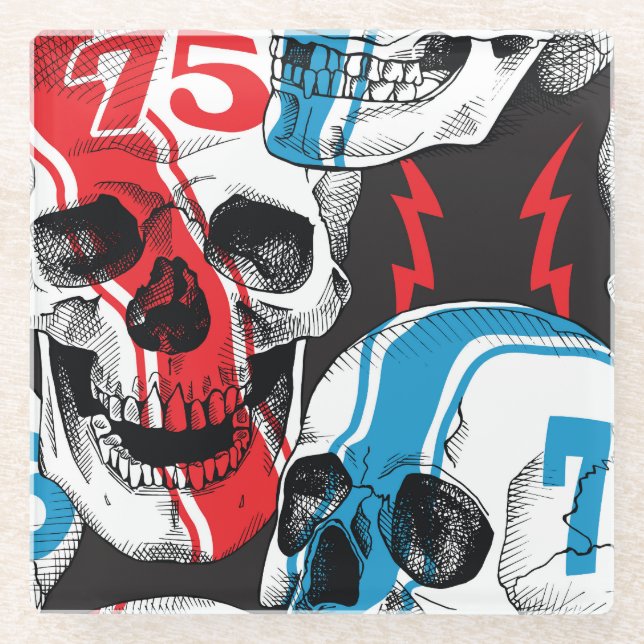 Posavasos De Vidrio Racer Skull: Rebelión sin foco. (Anverso)