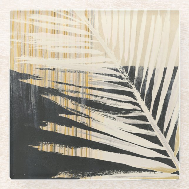 Posavasos De Vidrio Raffia de Oro - Palm Fronds (Anverso)