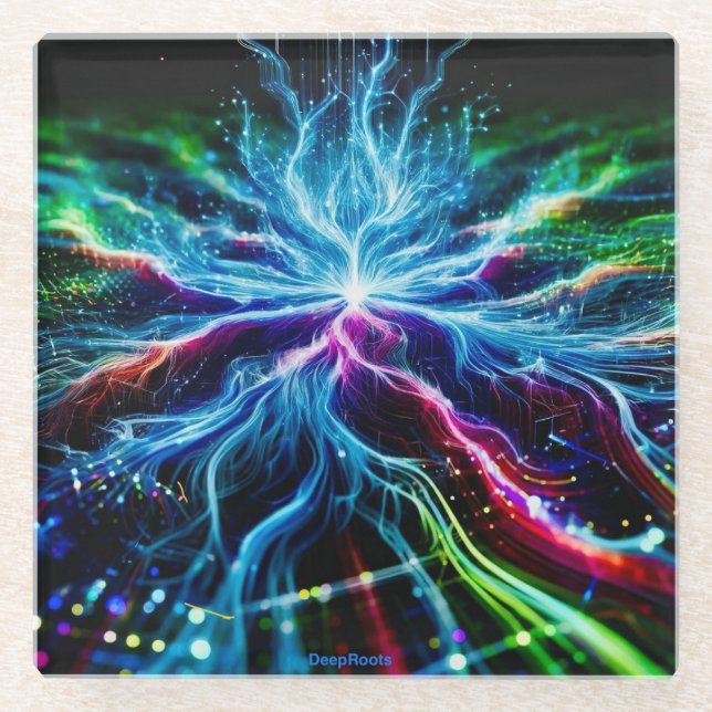 Posavasos De Vidrio Raíces profundas en el ciberespacio (Anverso)