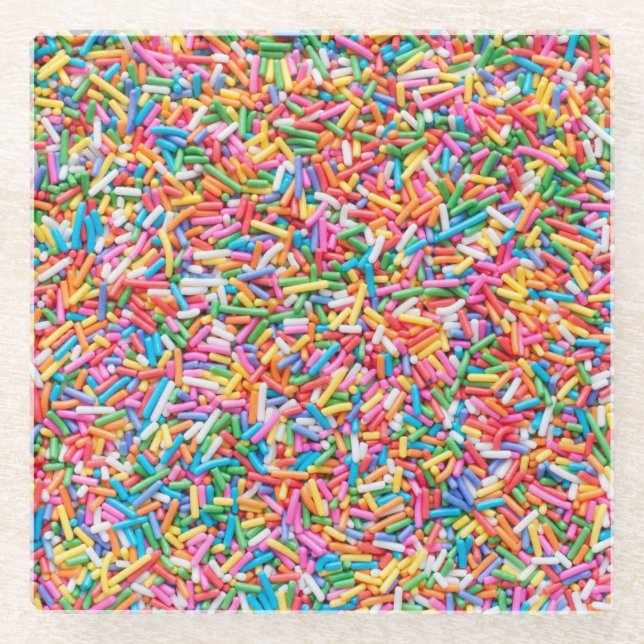 Posavasos De Vidrio Rainbow sprinkles (Anverso)