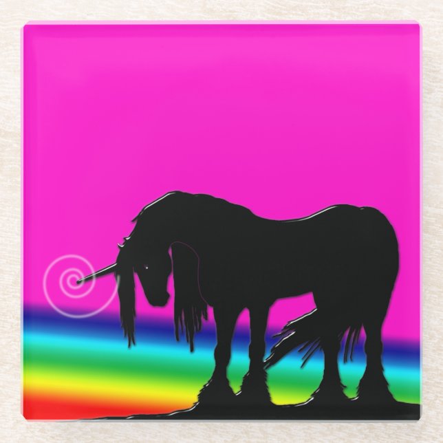 Posavasos De Vidrio Rainbow Unicorn (Anverso)
