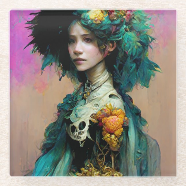 Posavasos De Vidrio Rainbow Urchin 2 Fantasy Sci-Fi (Anverso)