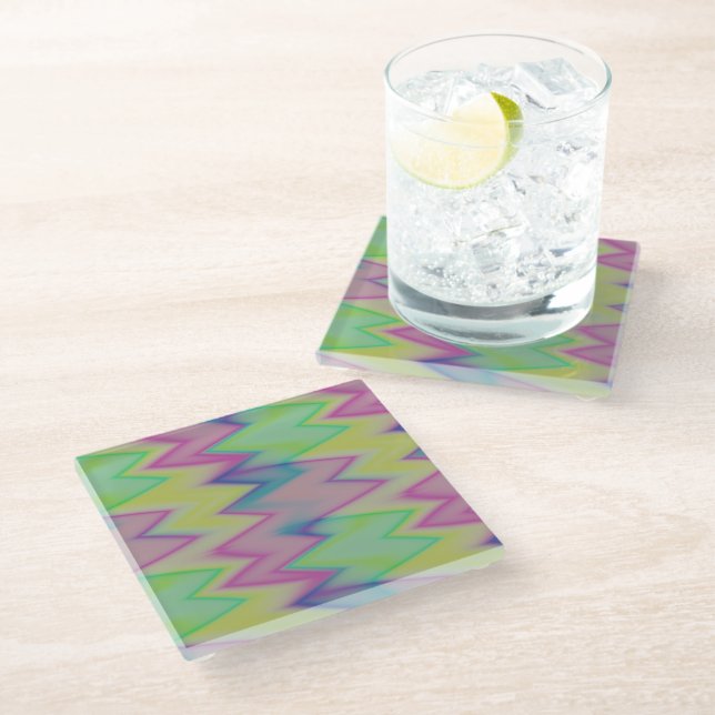 Posavasos De Vidrio Rainbow Zigzags (Angular)