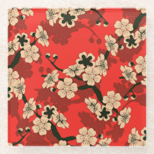 Posavasos De Vidrio Rama de cerezos japonesa: elegante