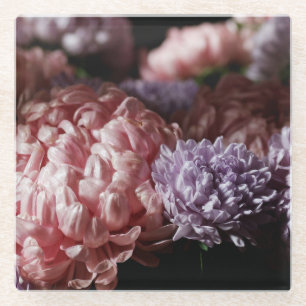 Posavasos De Vidrio Ramo de Aster Rosa: Iluminación Barroca.