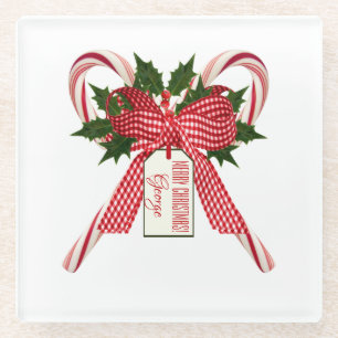 Posavasos De Vidrio Ramo de bastones de caramelo Feliz Navidad