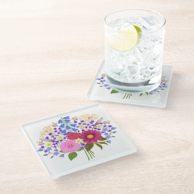 Posavasos De Vidrio Ramo de flores (Angular)