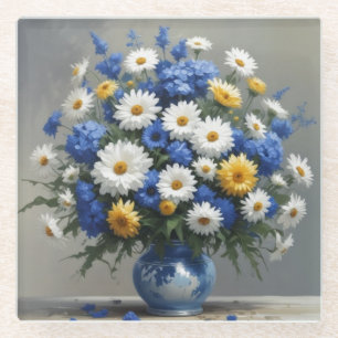 Posavasos De Vidrio Ramo de Flores Acuarela Elegante