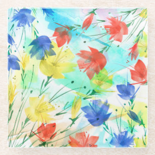 Posavasos De Vidrio Ramo de Moda Orquídea Amapola Peonía