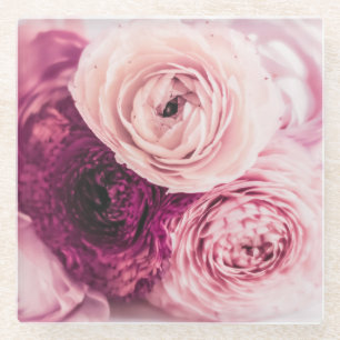 Posavasos De Vidrio Ramo de rosas románticas: marca vintage.
