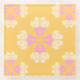 Posavasos De Vidrio Ramo de verano atrevido sobre dorado
