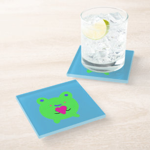 Posavasos De Vidrio Rana dulce con corazón