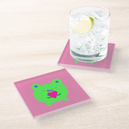 Posavasos De Vidrio Rana dulce con corazón