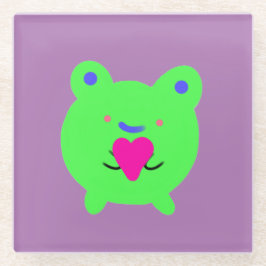 Posavasos De Vidrio Rana dulce con corazón