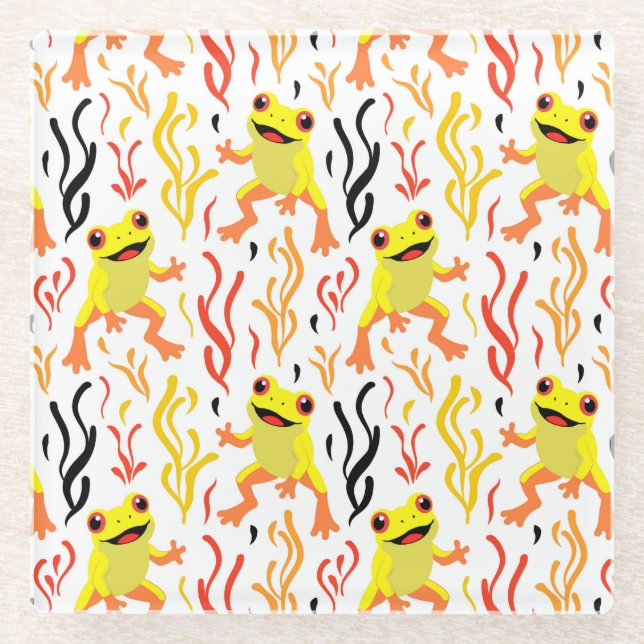 Posavasos De Vidrio Ranas juguetonas (Anverso)