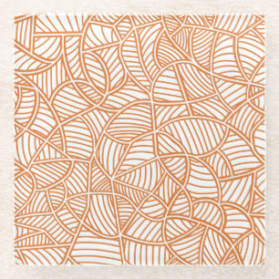 Posavasos De Vidrio Random Leaf Mosaic Dark Naranja