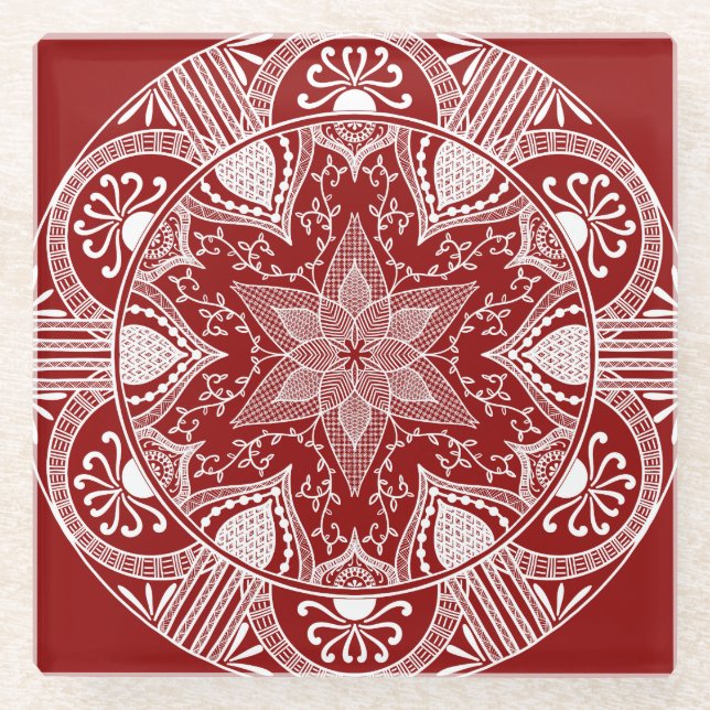 Posavasos De Vidrio Raspberry Mandala (Anverso)