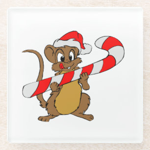 Posavasos De Vidrio Ratón con Navidades de caramelo