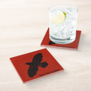 Posavasos De Vidrio Raven en rojo