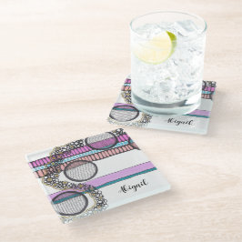 Posavasos De Vidrio Rayas abstractas, horizontales modernas. Personali