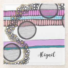 Posavasos De Vidrio Rayas abstractas, horizontales modernas. Personali